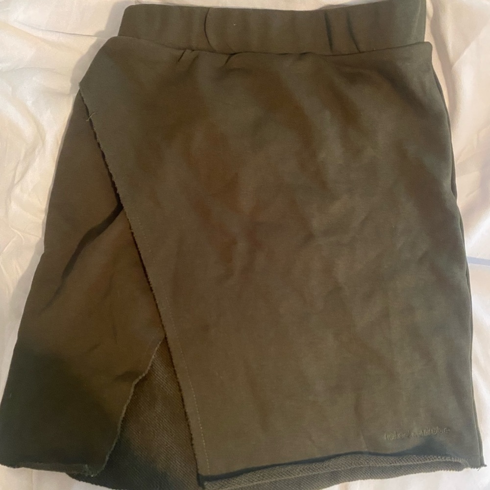 NAKED WARDROBE OLIVE ASYMMETRICAL SKIRT